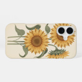 ヴィンテージひまわりの花 iPhone 16ケース (裏面横)
