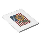 ヴィンテージひまわりアメリカ国旗 ノートパッド (アングル)