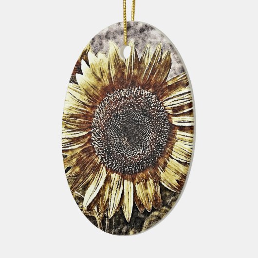 ヴィンテージひまわりアートワーク#4 -オーナメント セラミックオーナメント (左)