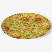 ヴィンテージひまわりアート ペーパープレート (アングル)