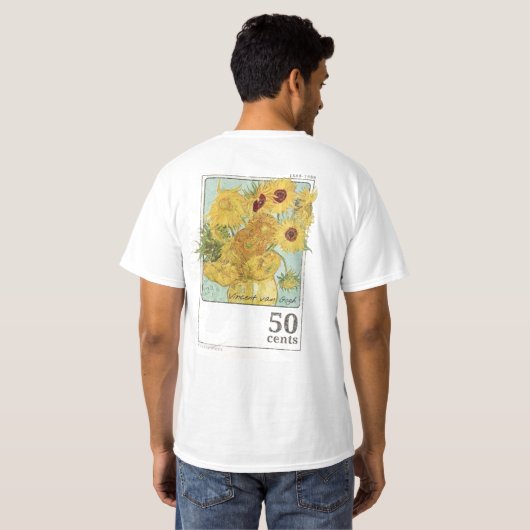 ヴィンテージひまわりアートTシャツ メンズ Tシャツ (裏面フル)