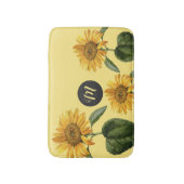 ヴィンテージひまわりイラストレーションイニシャルバスマット バスマット (正面縦)