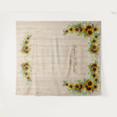 ヴィンテージひまわりウェディング ライトウッド フォトブース タペストリー (正面(横))