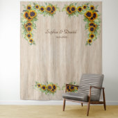 ヴィンテージひまわりウェディング ライトウッド フォトブース タペストリー (インサイチュ)