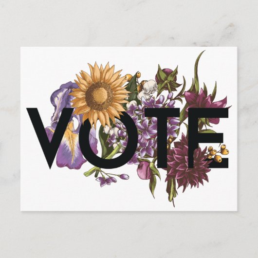 ヴィンテージひまわりエレガントフローラフェミニンの投票 ポストカード (正面)