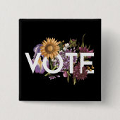ヴィンテージひまわりエレガントフローラフェミニンの投票 缶バッジ (正面)