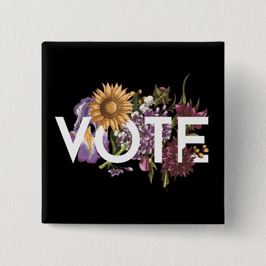 ヴィンテージひまわりエレガントフローラフェミニンの投票 缶バッジ (正面)