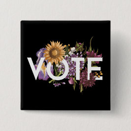 ヴィンテージひまわりエレガントフローラフェミニンの投票 缶バッジ