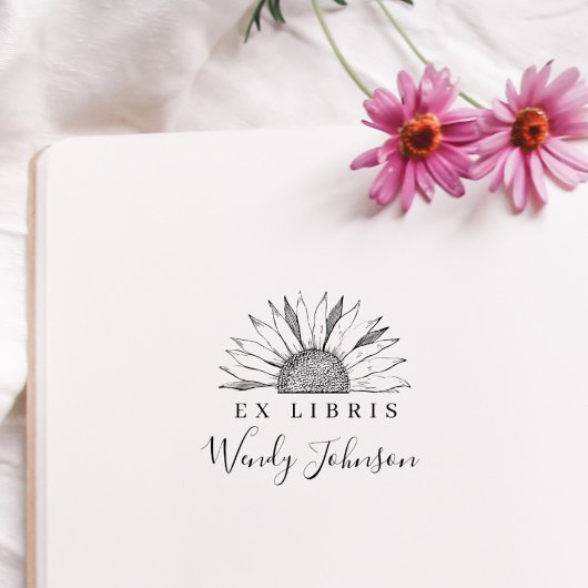 ヴィンテージひまわりエレガントライブラリー本Exライブラリー ラバースタンプ