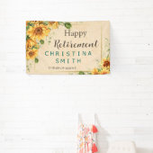 ヴィンテージひまわりエレガント夏の退職パーティー 横断幕 (インサイチュ)