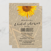 ヴィンテージひまわりオールド新聞ブライダルシャワー 招待状 (正面/裏面)