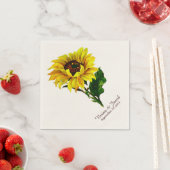 ヴィンテージひまわりカスタムウェディングナプキン スタンダードカクテルナプキン (インサイチュ)
