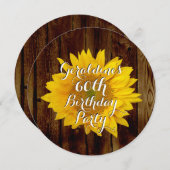 ヴィンテージひまわりカントリーバースデーパーティー 招待状 (正面/裏面)