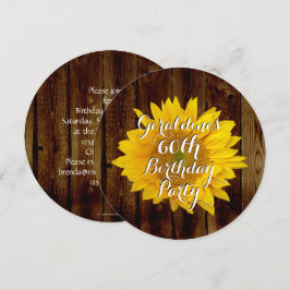 ヴィンテージひまわりカントリー誕生日パーティー 招待状