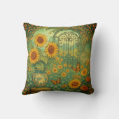 ヴィンテージひまわりガーデンバタフライアールヌーボー クッション (裏面)