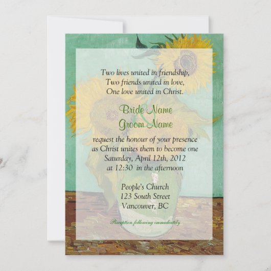 ヴィンテージひまわりクリスチャン結婚式 招待状 (正面)