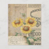 ヴィンテージひまわりコラージュのスクラップブック紙 (正面)