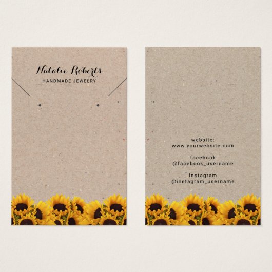 ヴィンテージひまわりジュエリーイヤリングネックレスディスプレイ (正面&裏面)