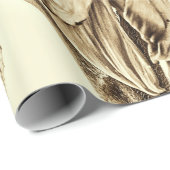 ヴィンテージひまわりセピアトーン古いスタイルデクページ ラッピングペーパー (ロールコーナー)