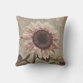 ヴィンテージひまわりセピア茶色ピンク素朴の質感 クッション (裏面)