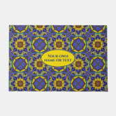 ヴィンテージひまわりタイル：アンティーク装飾床 ドアマット (正面)