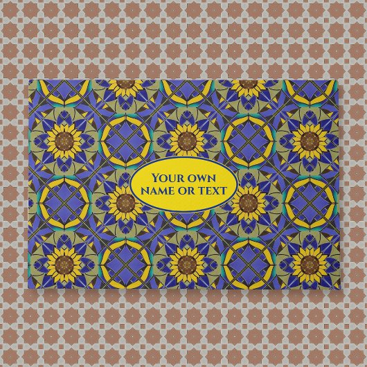 ヴィンテージひまわりタイル：アンティーク装飾床 ドアマット