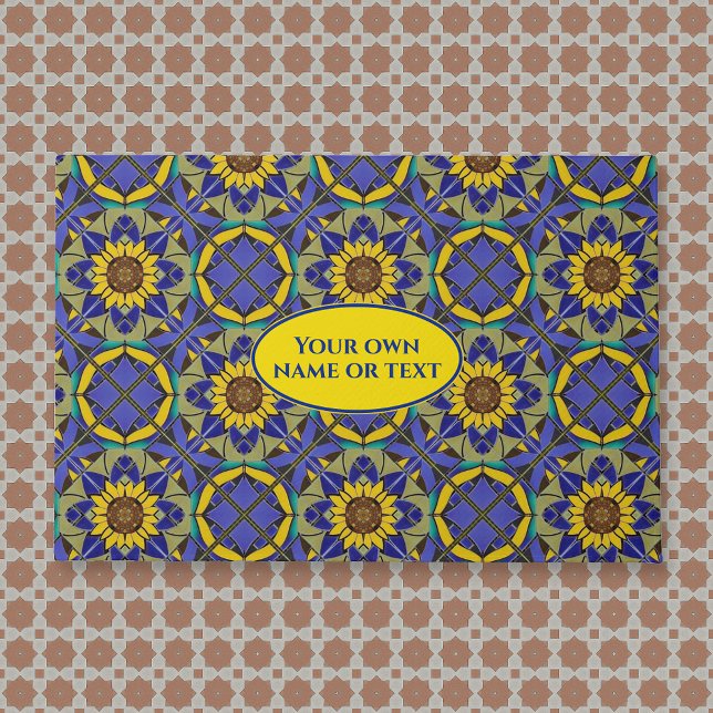 ヴィンテージひまわりタイル：アンティーク装飾床 ドアマット (クリエイターアップロード済み)