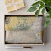 ヴィンテージひまわりバーラップレースイエローバタフライ 薄葉紙 (ギフト)