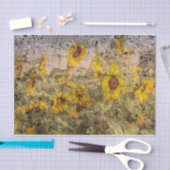 ヴィンテージひまわりフィールド黄色テクスグランジチャ 薄葉紙 (クラフト)