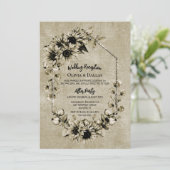 ヴィンテージひまわりフラワーの結婚式の披露宴 招待状 (スタンド正面)