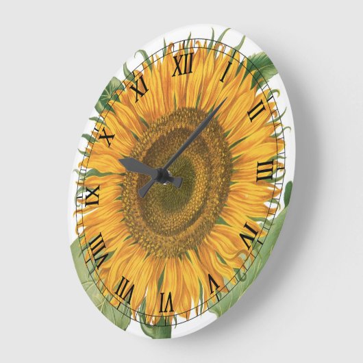 ヴィンテージひまわりフラワーバイバシリウスベスラー ラージ壁時計 (傾斜)