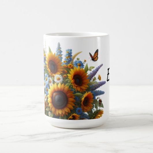 ヴィンテージひまわりフローラ個人用マグカップ コーヒーマグカップ (中央)