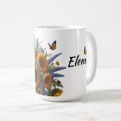 ヴィンテージひまわりフローラ個人用マグカップ コーヒーマグカップ (正面右)