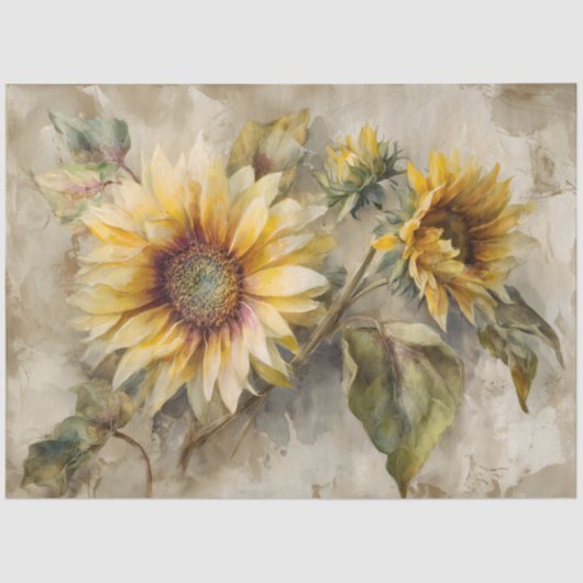 ヴィンテージひまわりフローラ切り離し 薄葉紙 (正面)