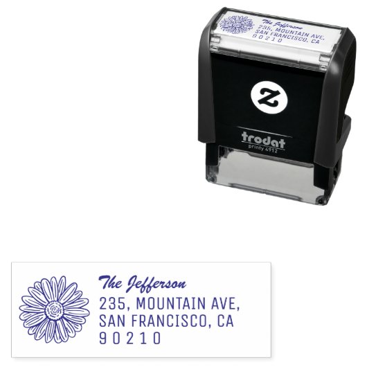 ヴィンテージひまわりフローラ名と差出人住所 セルフインキングスタンプ (インサイチュ)