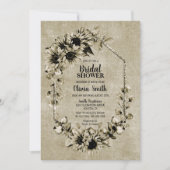 ヴィンテージひまわりフローラ幾何学ブライダルシャワー 招待状 (正面)