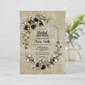 ヴィンテージひまわりフローラ幾何学ブライダルシャワー 招待状 (スタンド正面)