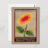 ヴィンテージひまわりマッチラベル ポストカード (正面/裏面)