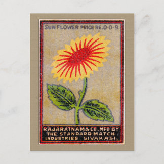 ヴィンテージひまわりマッチラベル ポストカード