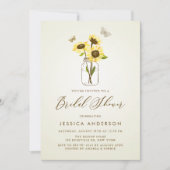 ヴィンテージひまわりメイソンジャーブライダルシャワー 招待状 (正面)