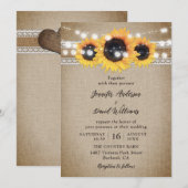 ヴィンテージひまわりラスティックバーラップレースウェディング 招待状 (正面/裏面)