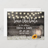 ヴィンテージひまわりランタン結婚式の日付保存 案内ポストカード (正面/裏面)