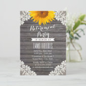 ヴィンテージひまわりレース納屋ウッドリタイアメントパーティー 招待状 (スタンド正面)