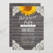 ヴィンテージひまわりレース納屋ウッドリタイアメントパーティー 招待状 (正面/裏面)