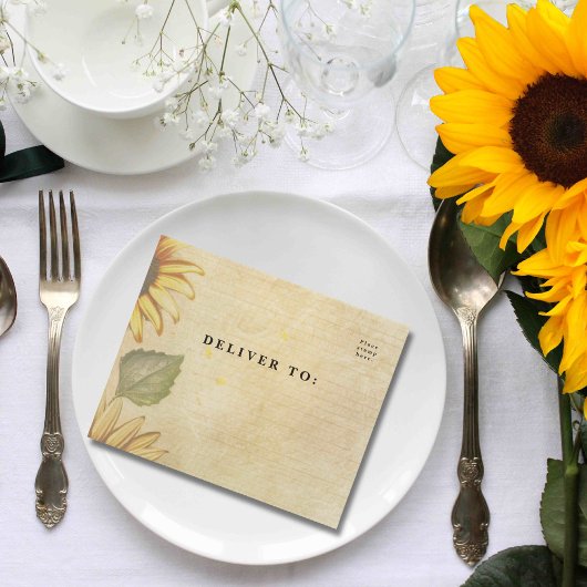 ヴィンテージひまわり写真QRコード オールインワン招待状