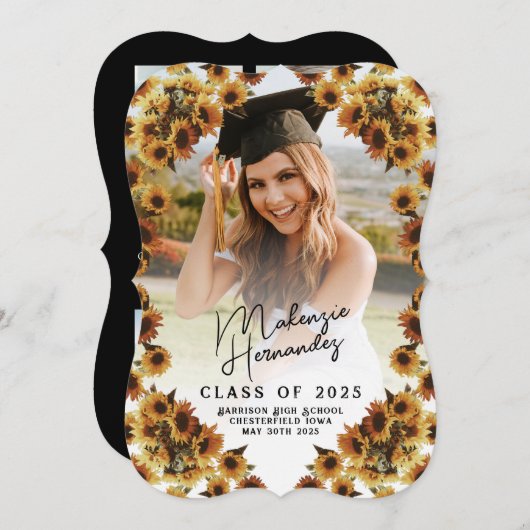 ヴィンテージひまわり卒業発表 招待状 (正面/裏面)