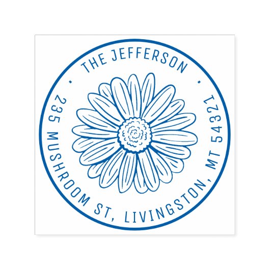 ヴィンテージひまわり名前をカスタムするラウンド差出人住所 セルフインキングスタンプ (デザイン)