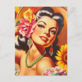 ヴィンテージひまわり女 ポストカード (正面)