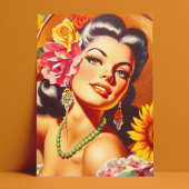 ヴィンテージひまわり女 ポストカード