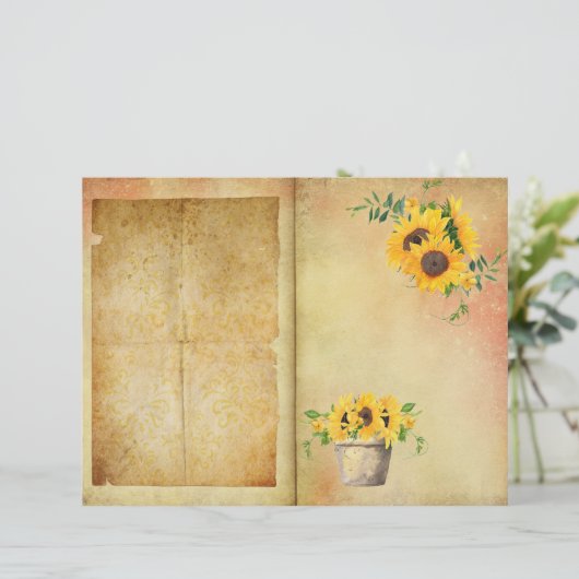 ヴィンテージひまわり日誌ページスクラップブック紙 (スタンド正面)